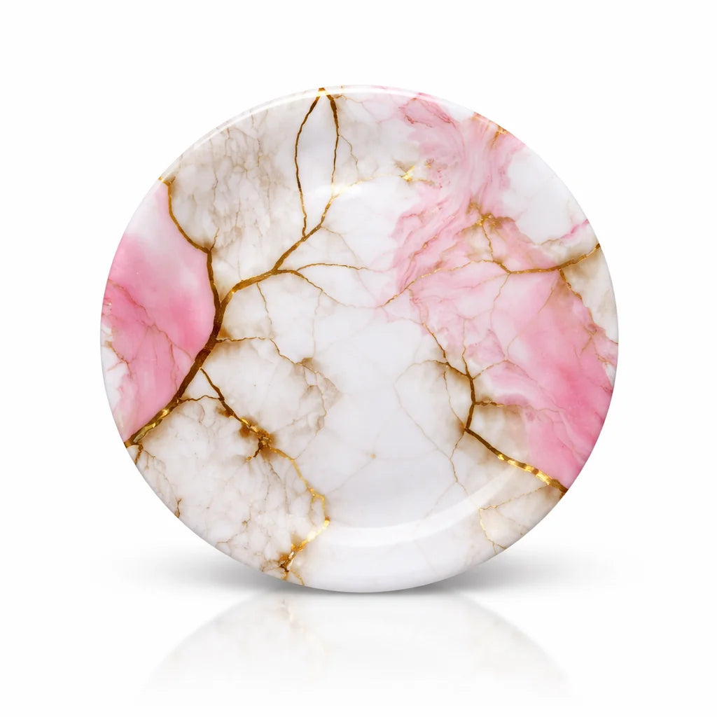 Pink Vein Double Glazed Melamine Plate