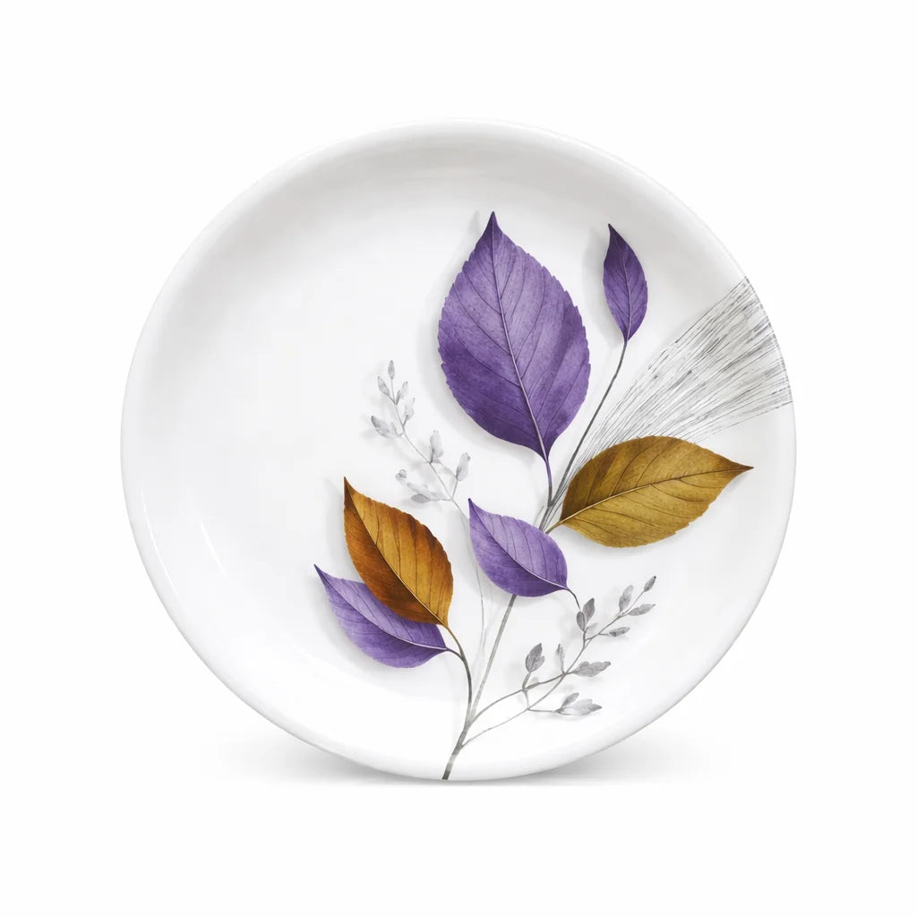 Purple Leaf Double Glazed Melamine Plate