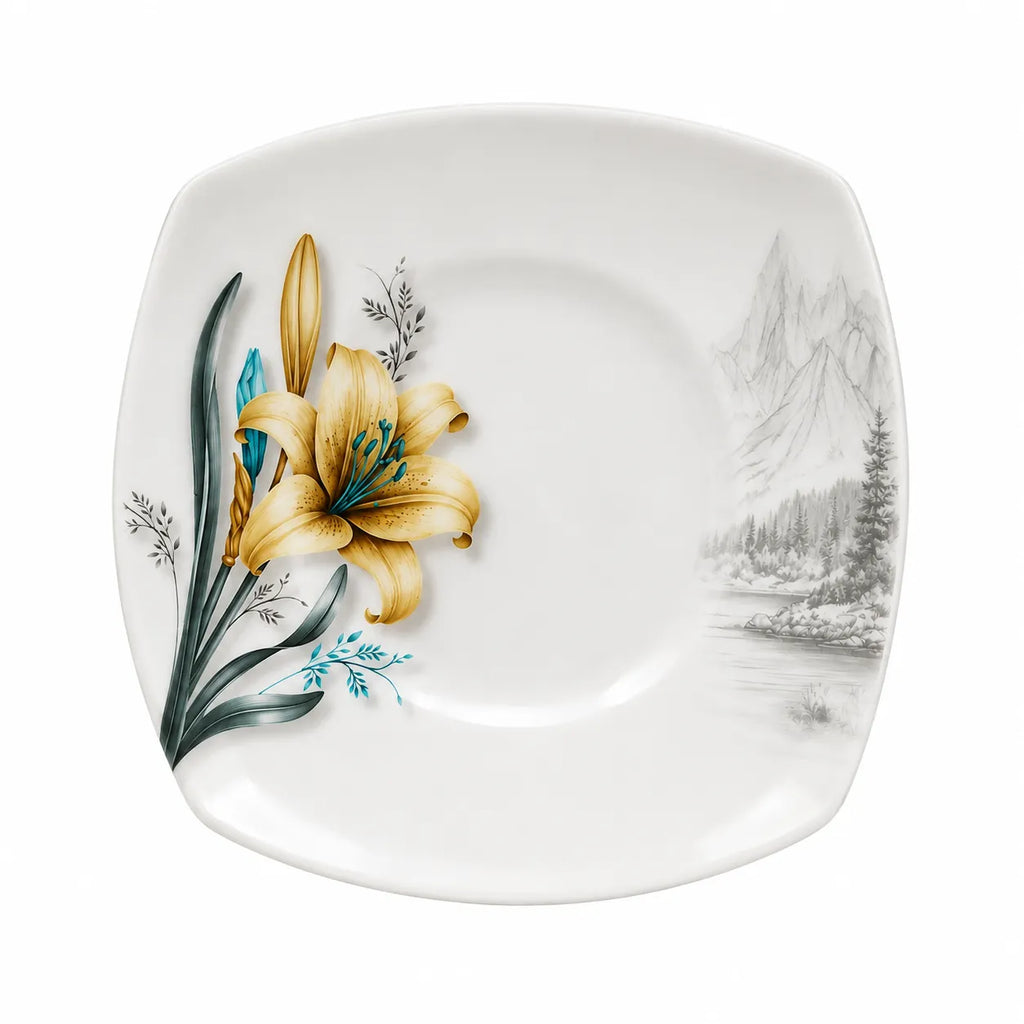 Melamine Square Print Double Glaze Plates
