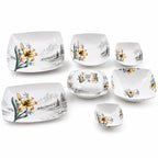 Melamine Sq Print Double Glaze Dinner Set