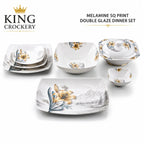 Melamine Sq Print Double Glaze Dinner Set