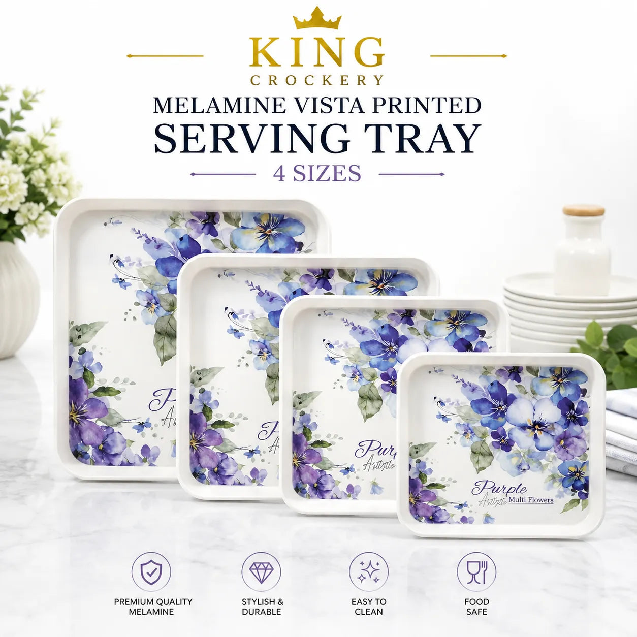Vista Printed Melamine Serving Tray 4 Sizes