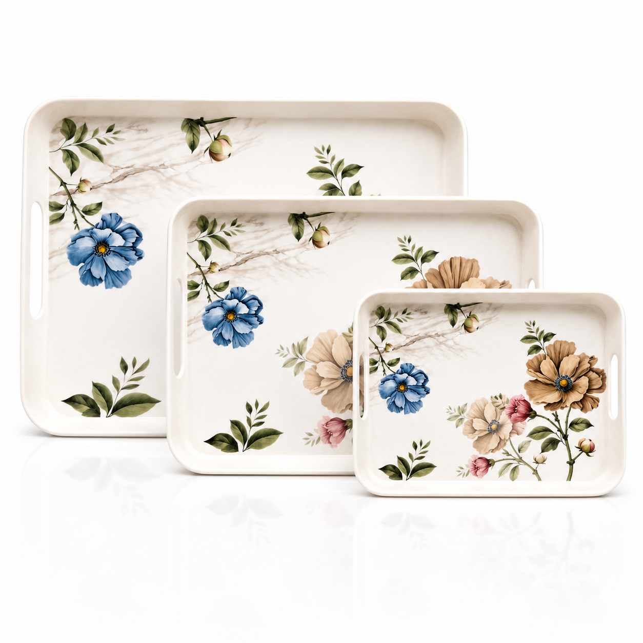 Orchid Printed Melamine Serving Tray In 3 sizes
