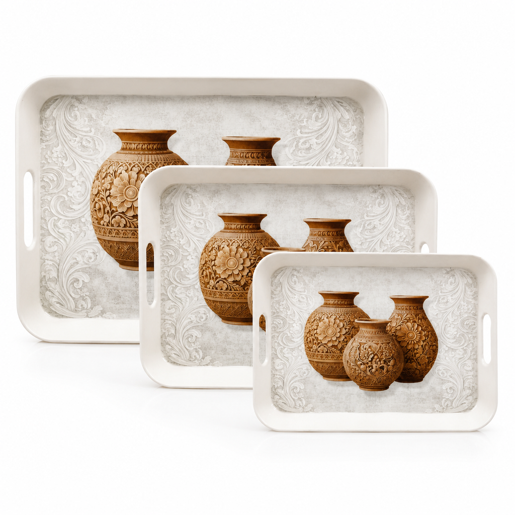 Orchid Printed Melamine Serving Tray In 3 sizes