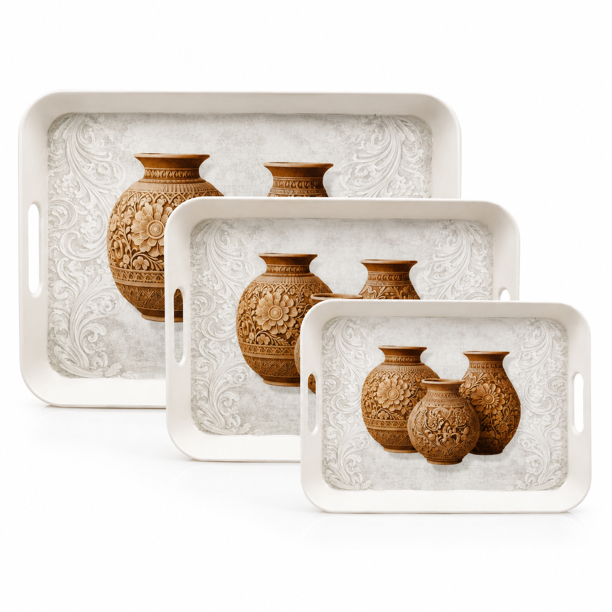 Orchid Printed Melamine Serving Tray In 3 sizes