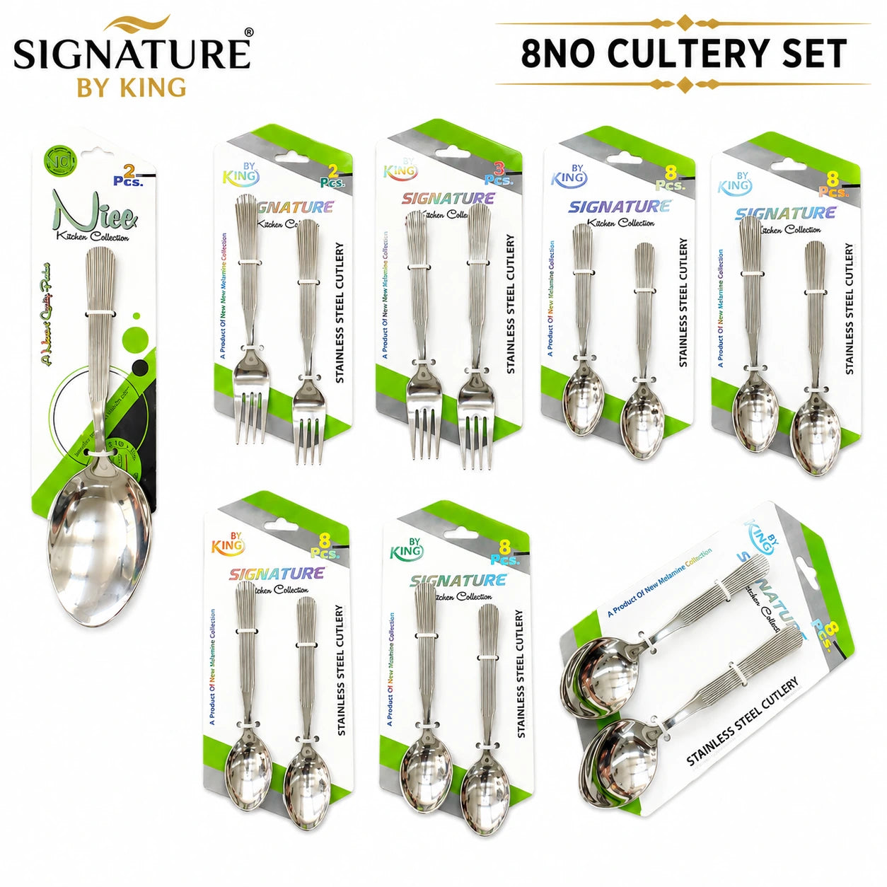 8 No Loose Stainless Steel Cutlery - 14 Gauge