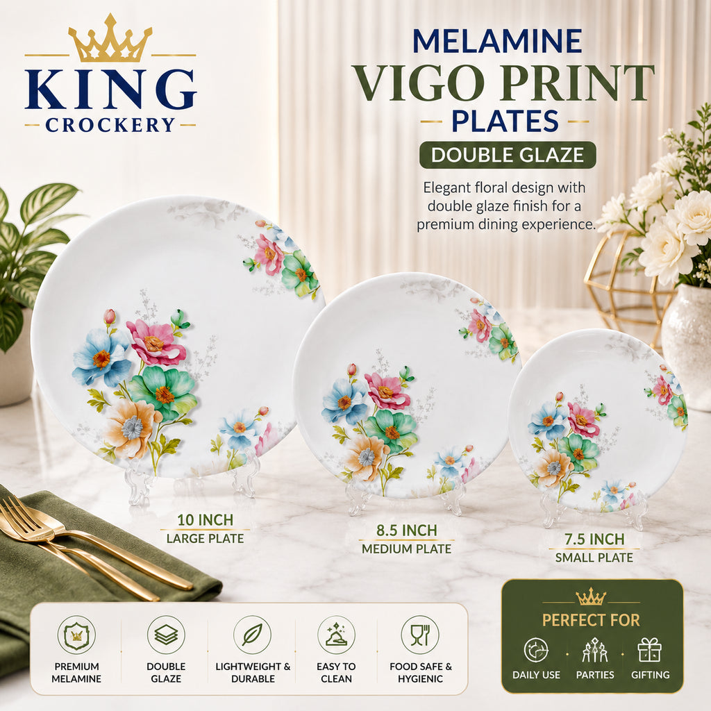 Vigo Print Melamine Plates - Double Glaze