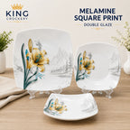 Melamine Sq Print Double Glaze Dinner Set