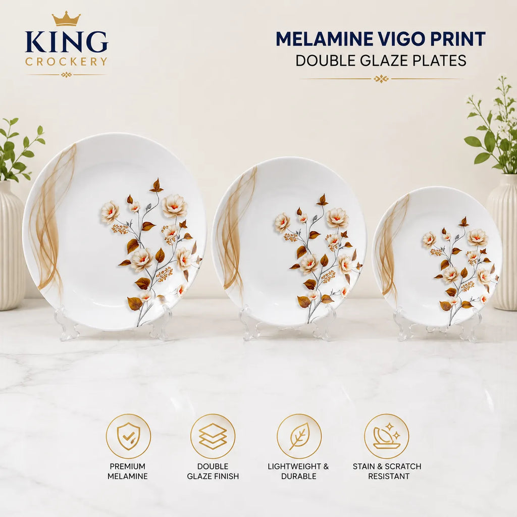 Melamine Vigo Print Double Glaze Plates