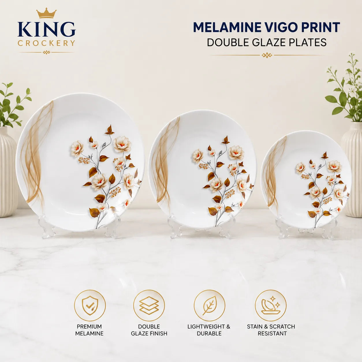 Melamine Vigo Print Double Glaze Plates