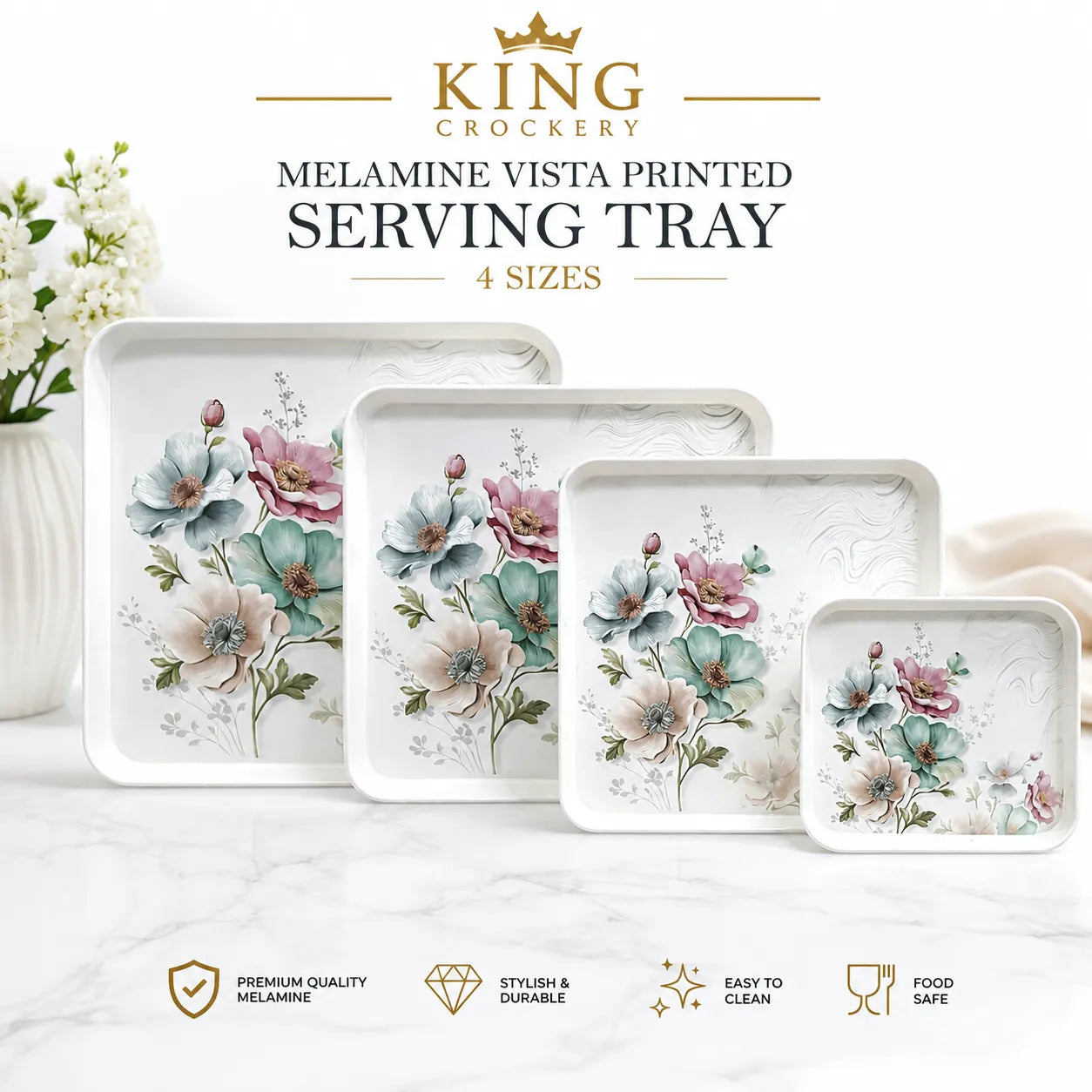 Vista Printed Melamine Serving Tray 4 Sizes