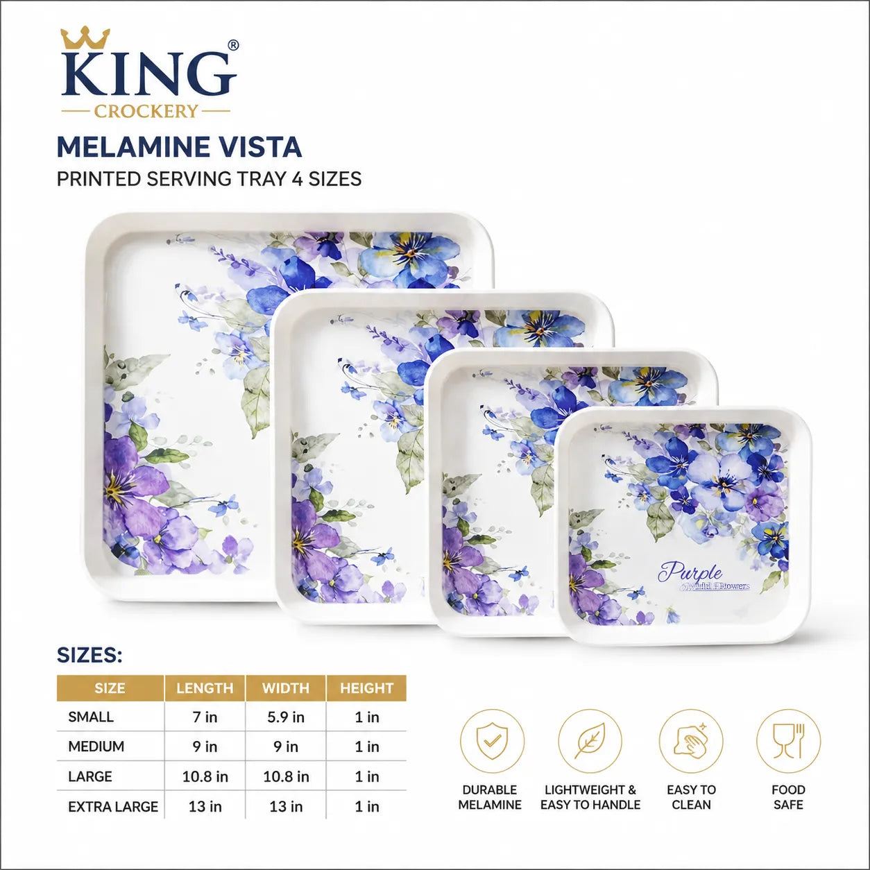 Vista Printed Melamine Serving Tray 4 Sizes