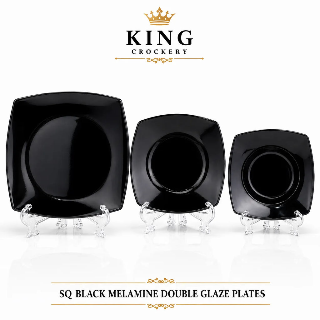 Sq Black Melamine double Glaze Plates