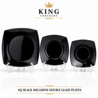 Sq Black Melamine double Glaze Plates