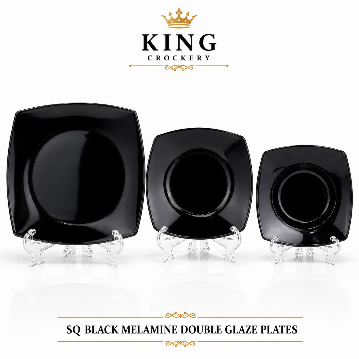 Sq Black Melamine double Glaze Plates