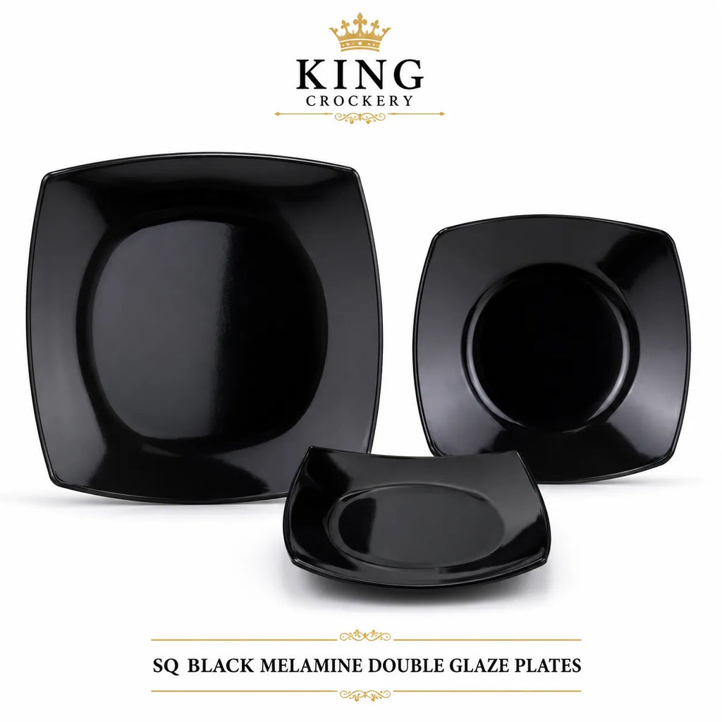 Sq Black Melamine double Glaze Plates