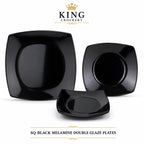 Sq Black Melamine double Glaze Plates