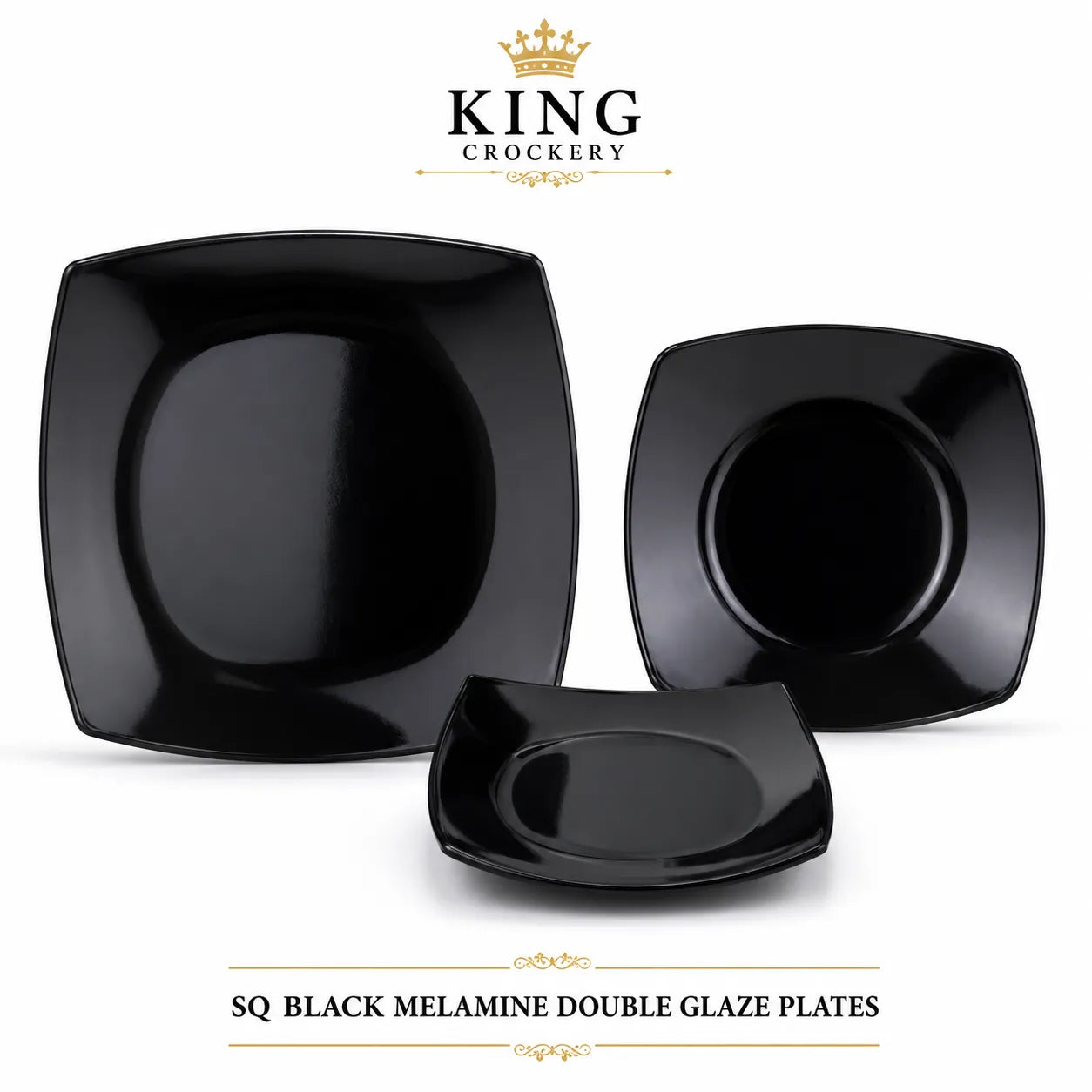 Sq Black Melamine double Glaze Plates
