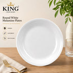 Round White Melamine Plates - Double Dlaze