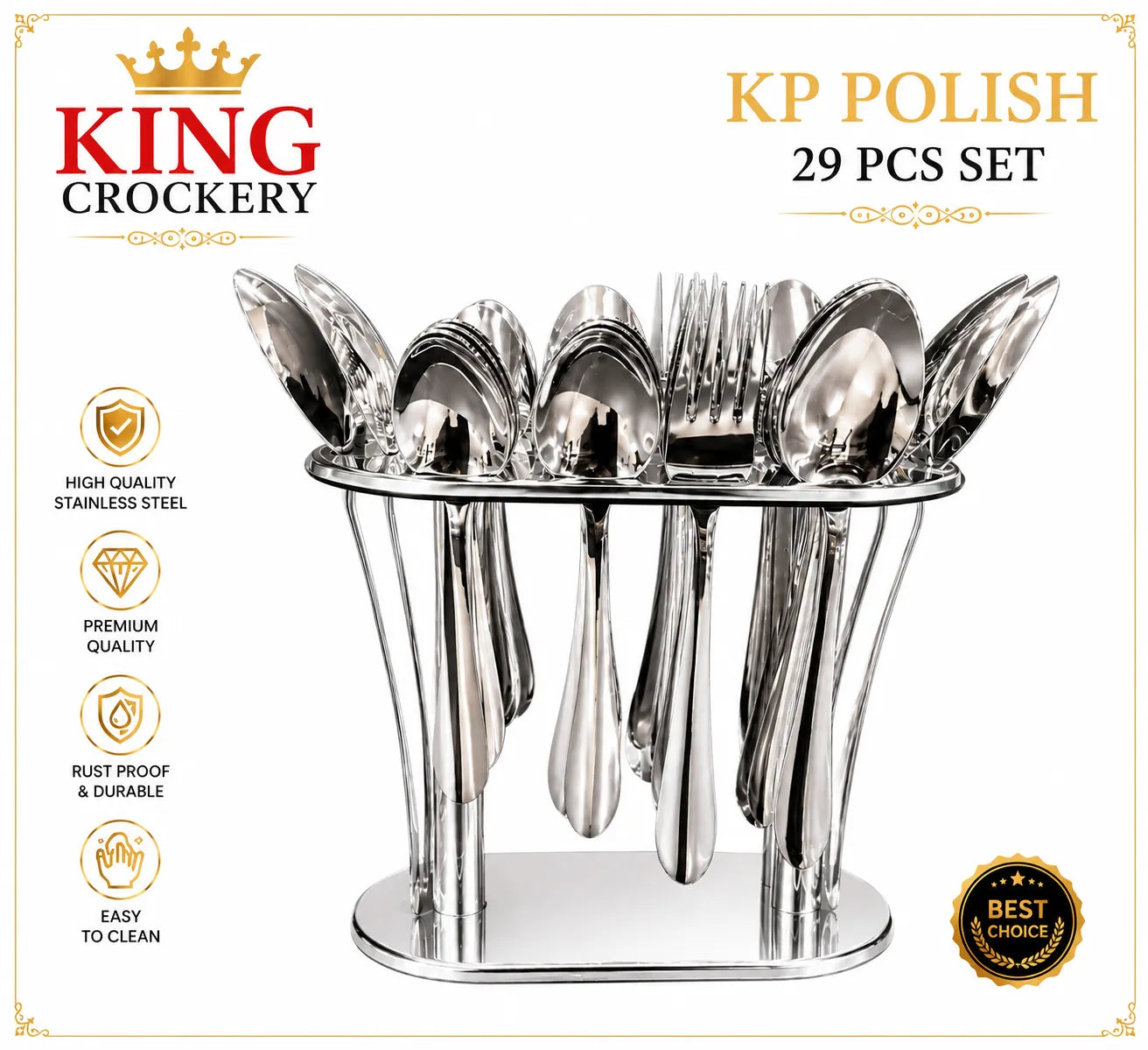 29 Pcs KP Polish Stainless Steel Cutlery Set