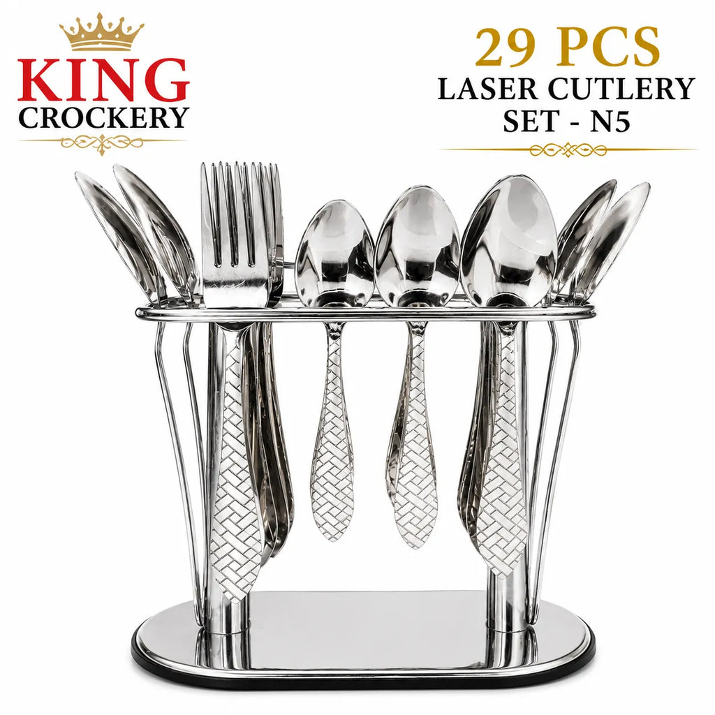29 Pcs Laser Stainless Steel Cutlery Set N5 - 14 Gauge