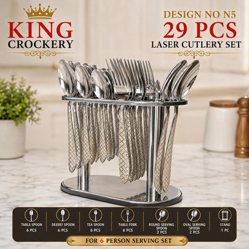 29 Pcs Laser Stainless Steel Cutlery Set N5 - 14 Gauge