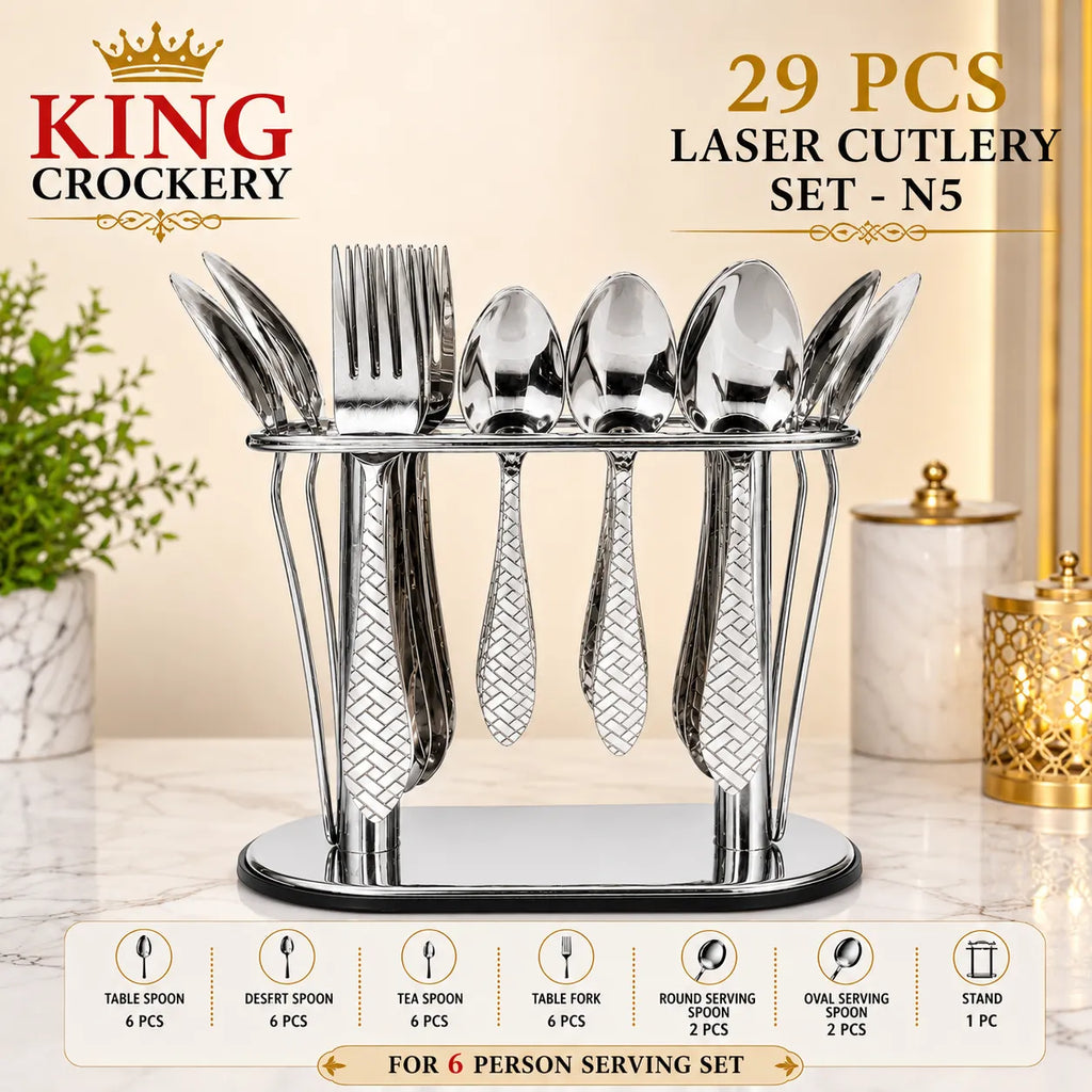 29 Pcs Laser Stainless Steel Cutlery Set N5 - 14 Gauge