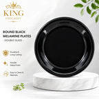 Round Black Melamine Plates - Double Glaze