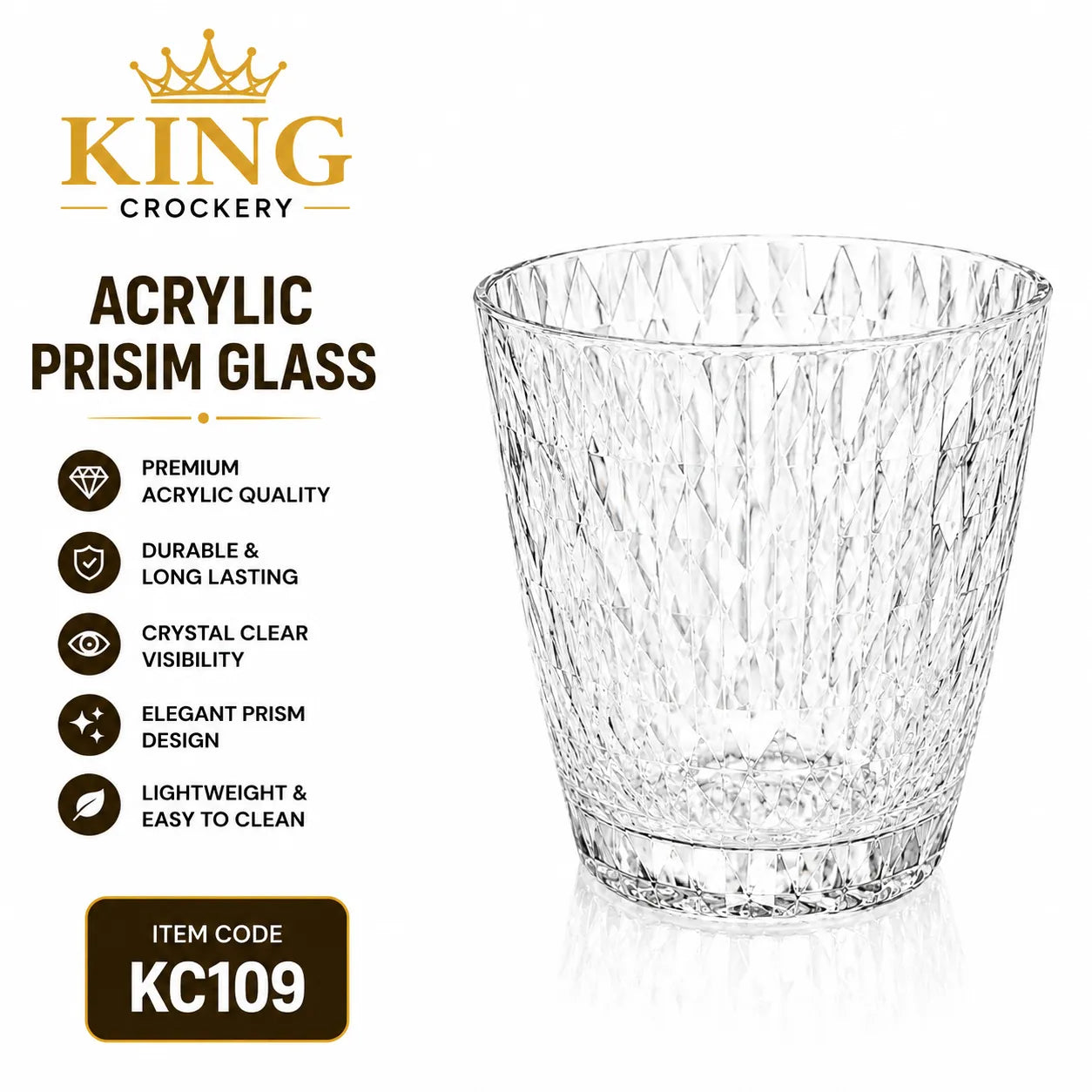Acrylic Prisim Glass - 280 ml (Unbreakable)