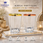 Acrylic Party Glass Golden & Copper Line – 250 ml