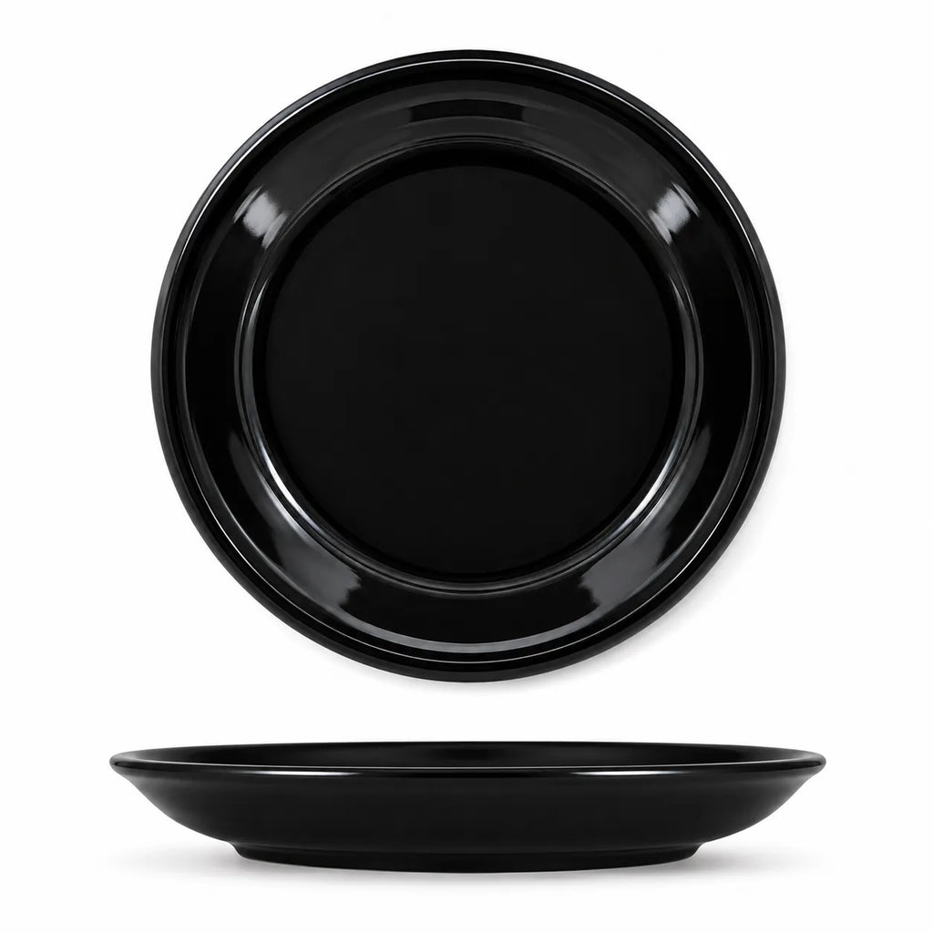 Round Black Melamine Plates - Double Glaze