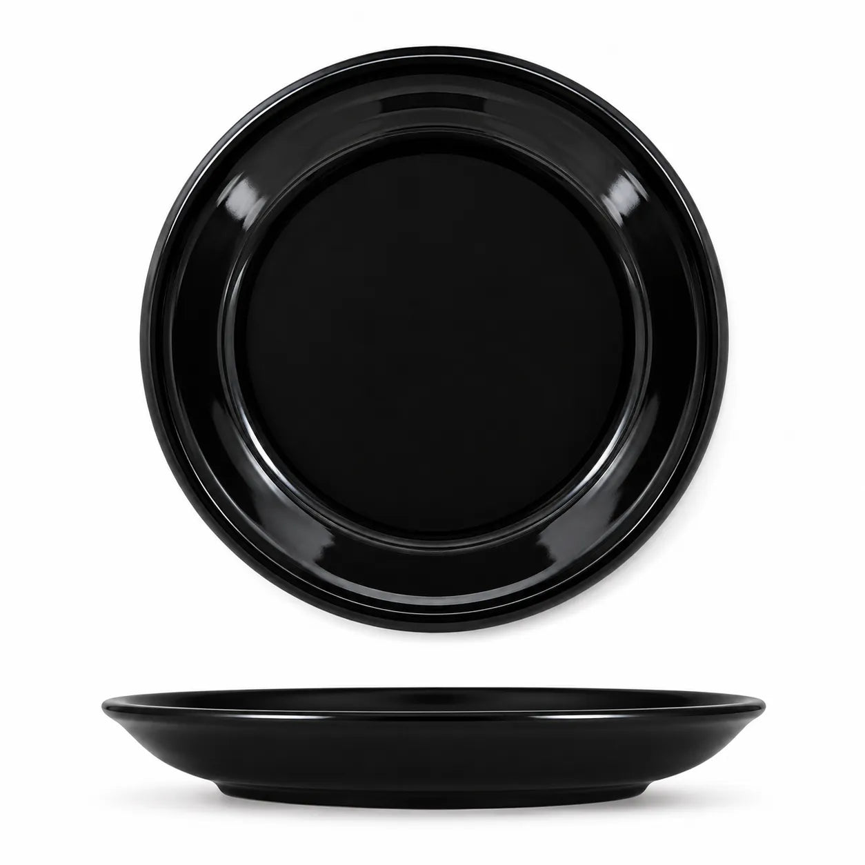 Round Black Melamine Plates - Double Glaze
