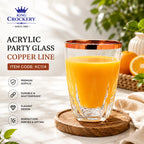 Acrylic Party Glass Golden & Copper Line – 250 ml