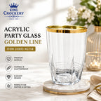 Acrylic Party Glass Golden & Copper Line – 250 ml