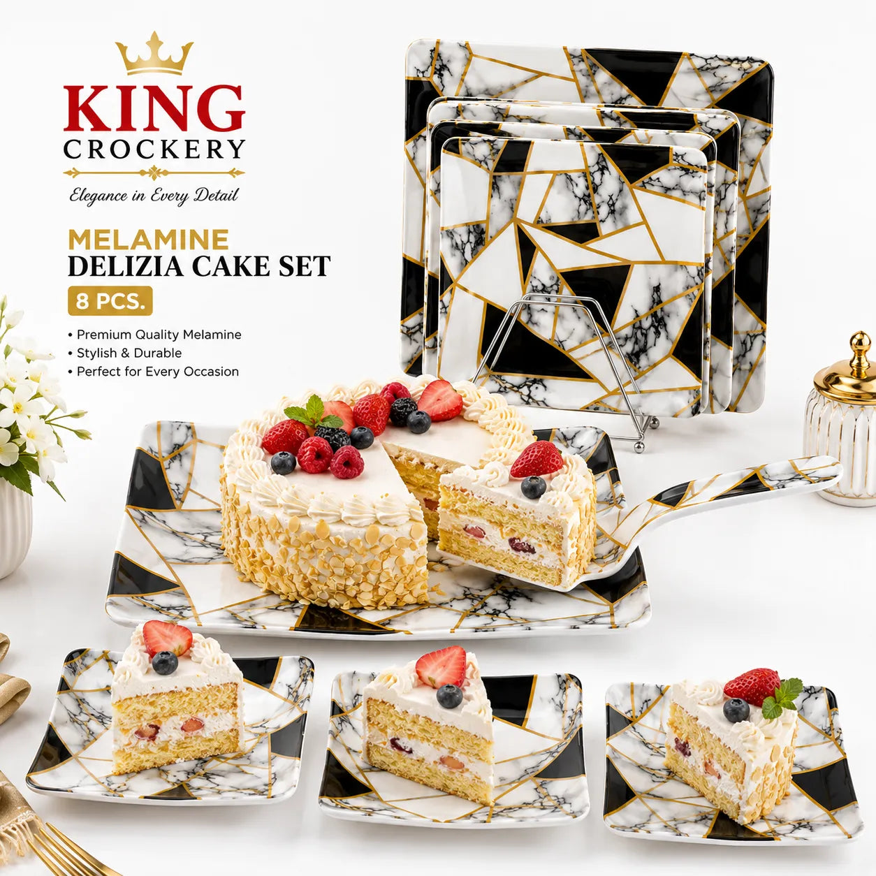 Melamine Delizia Cake Set - 8 Pcs