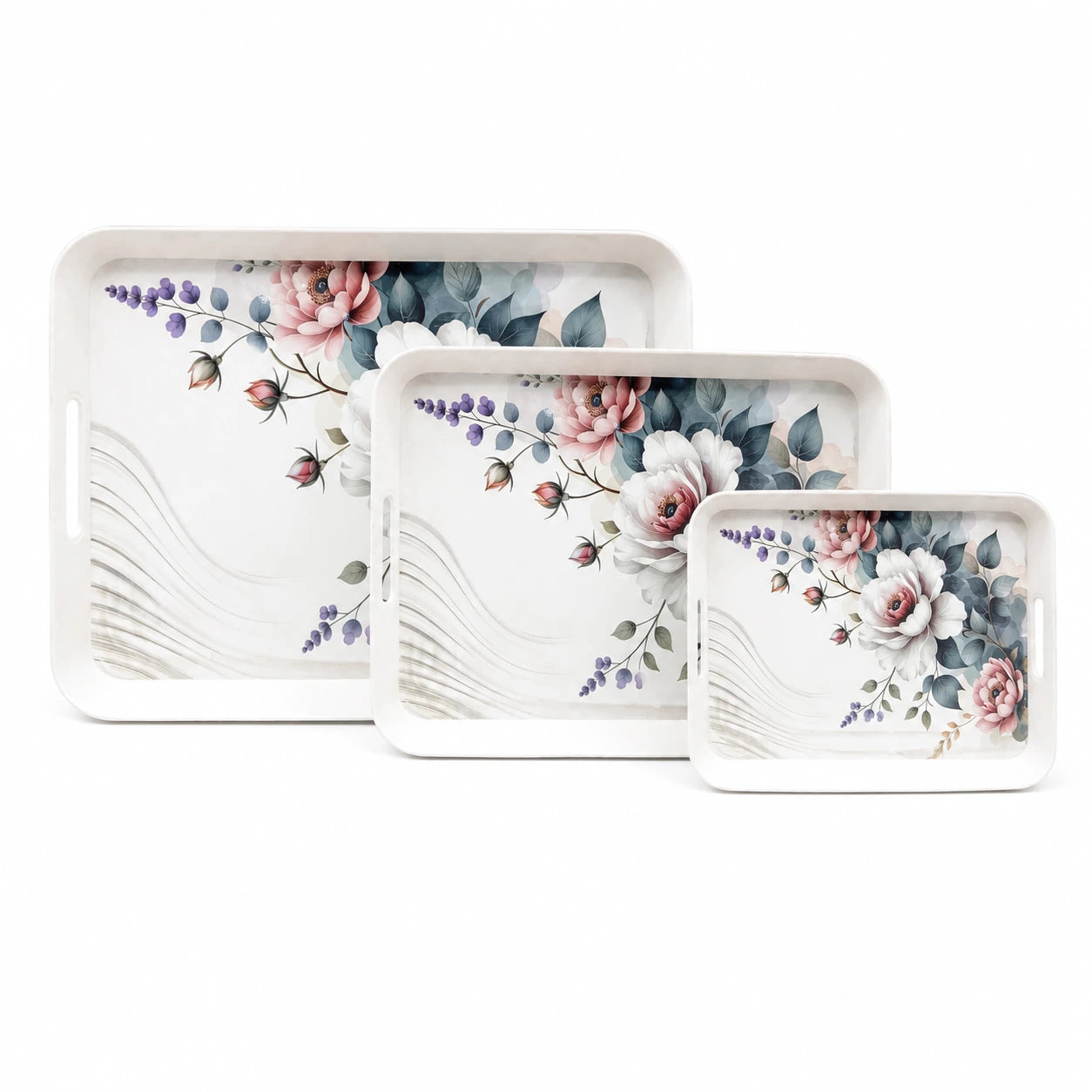 Orchid Printed Melamine Serving Tray In 3 sizes