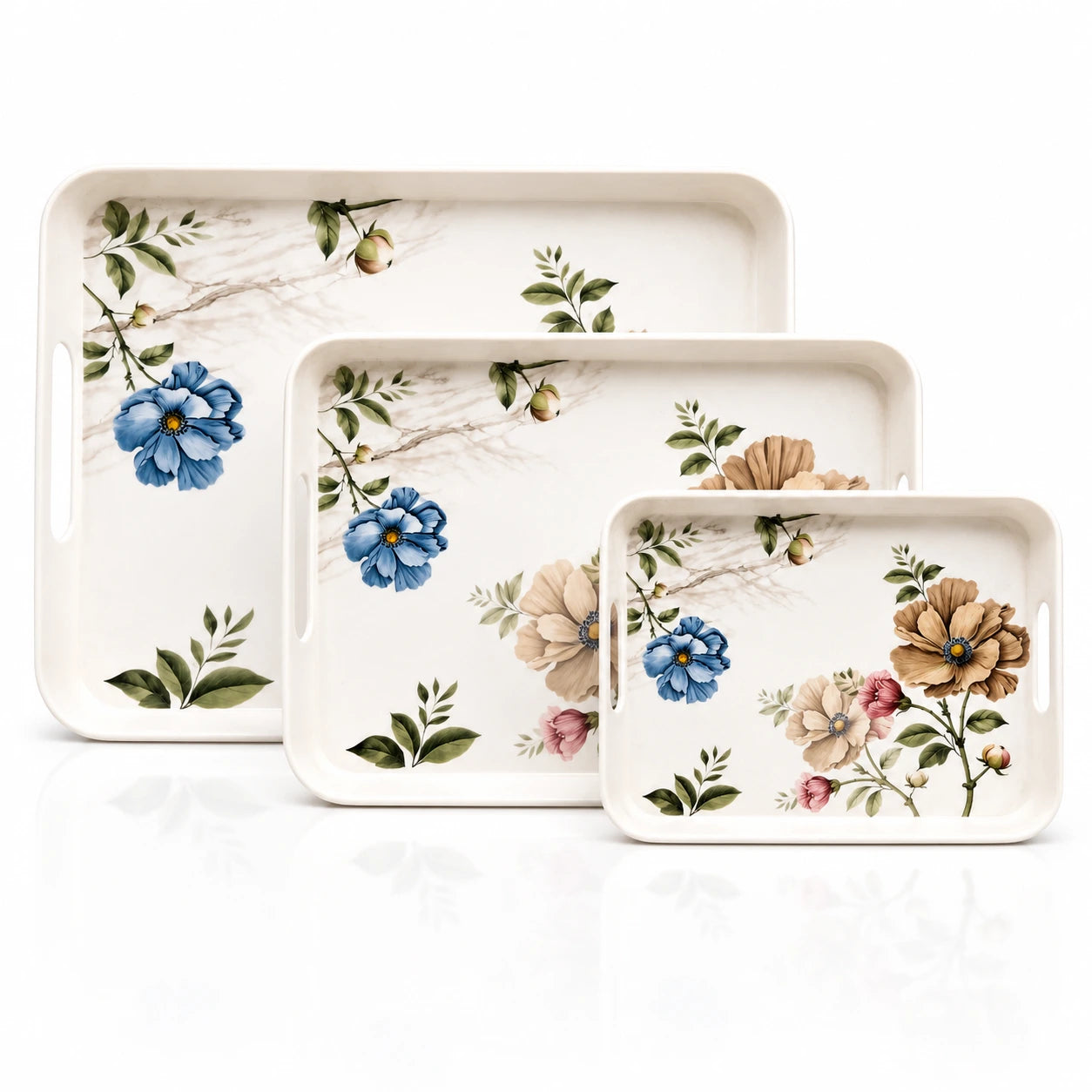 Orchid Printed Melamine Serving Tray In 3 sizes