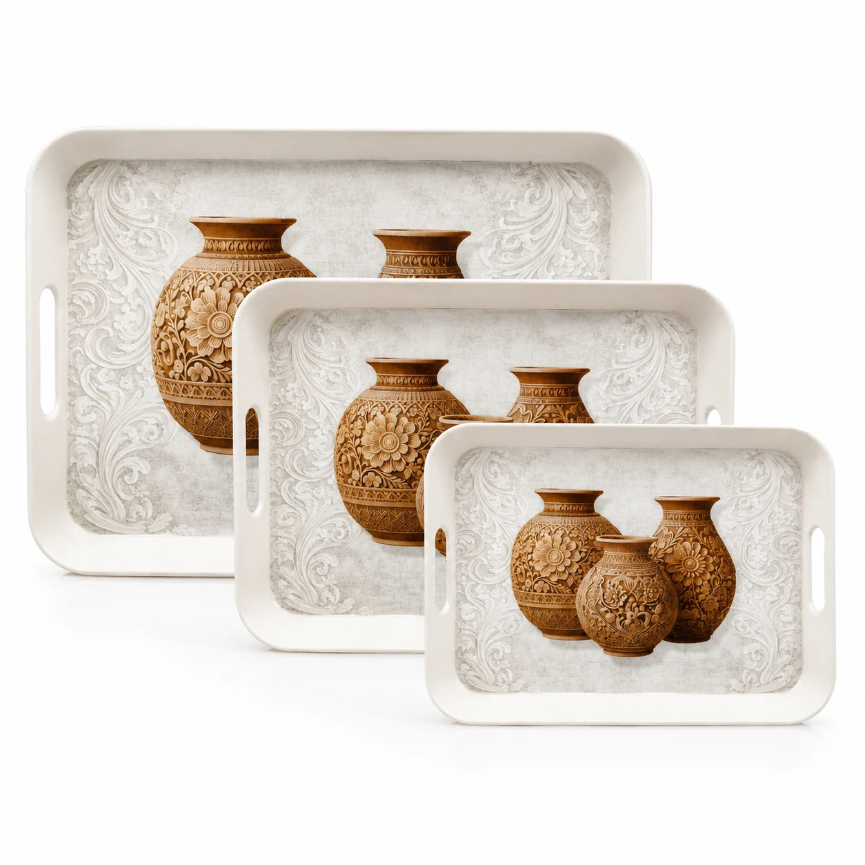 Orchid Printed Melamine Serving Tray In 3 sizes
