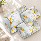 Handle Flower Printed Melamine Serving Tray In 4 Sizes
