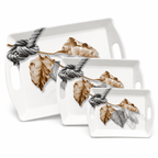 Handle Flower Printed Melamine Serving Tray In 4 Sizes