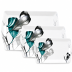 Handle Flower Printed Melamine Serving Tray In 4 Sizes