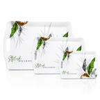 Handle Flower Printed Melamine Serving Tray In 4 Sizes
