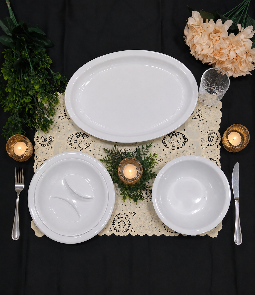 RO-white melamine dinner set
