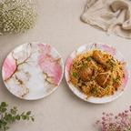 Pink Vein Double Glazed Melamine Plate