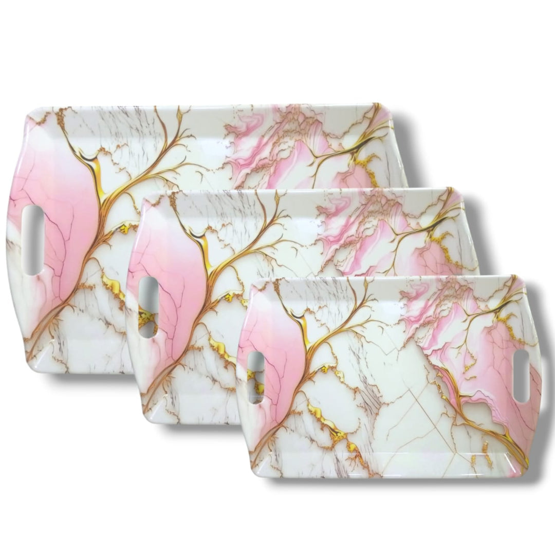 Printed Melamine Handle Tray in 3 Sizes For Serving