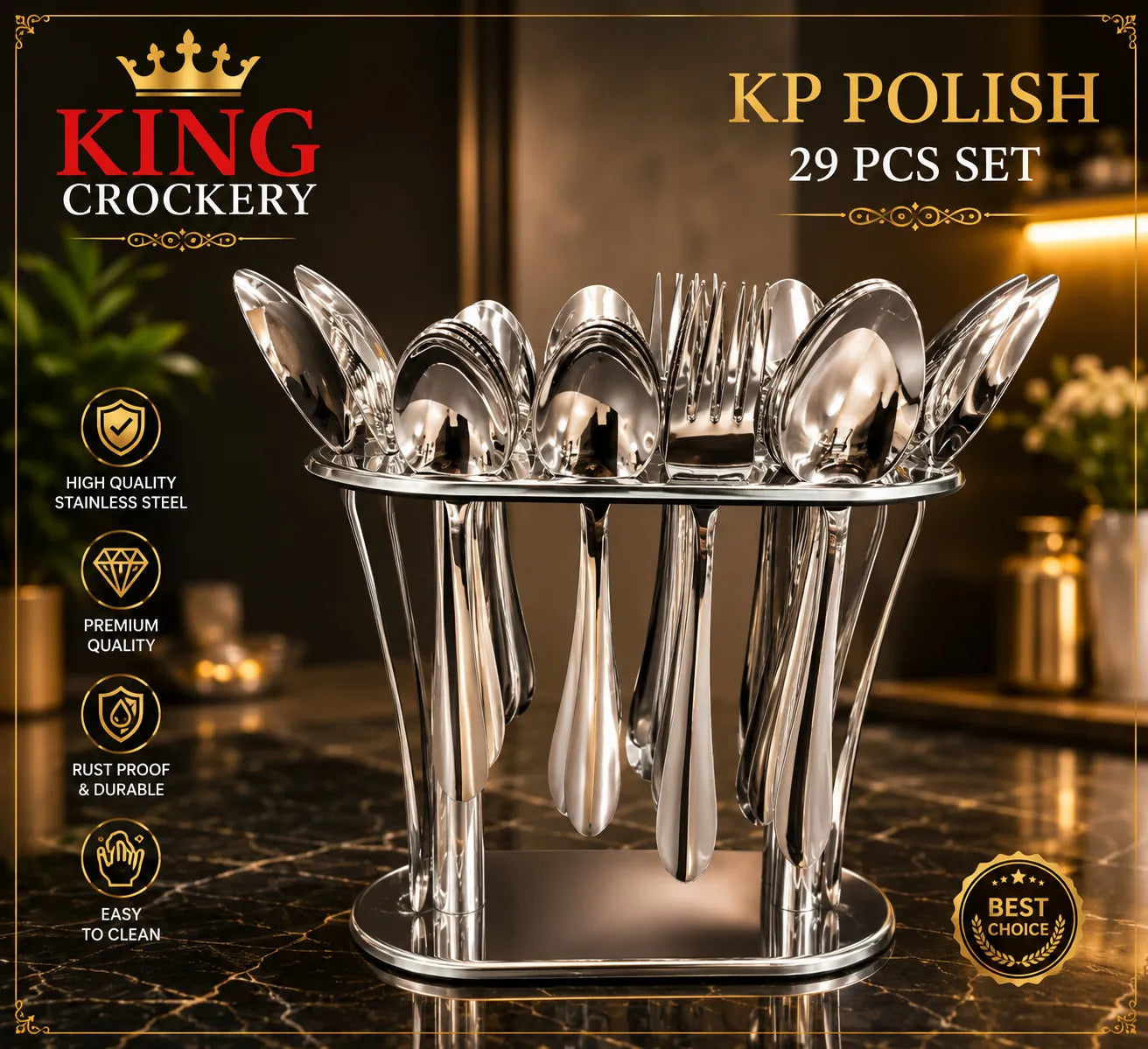 29 Pcs KP Polish Stainless Steel Cutlery Set