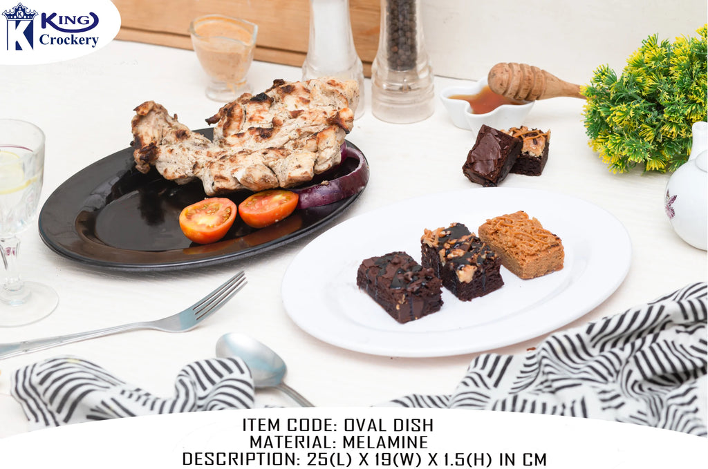 melamine 10 inch small black and white dish for serving