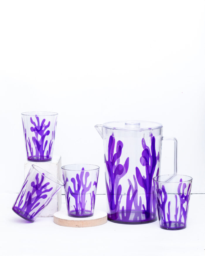 7 Pcs Acrylic Water Set which includes 6 Pcs Tumbler and 1 Pcs Pitcher in Purple Color