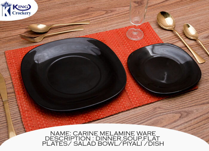 Black Color Double Glazed Melamine Plates For Dining
