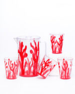 7 Pcs Acrylic Water Set which includes 6 Pcs Tumbler and 1 Pcs Pitcher in Red Color